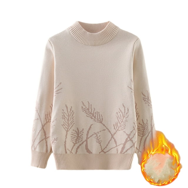 QUDDERR Pull-Over pour Filles et Garçons 2-13T, Col Rond, Tricot en Polaire, Épais, Automne Hiver