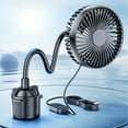 thumbnail image 6 of DELESYS Golf Cart Fan Portable Universal Cup Holder Adjustable Gooseneck, 360 Degree Rotation, 3-Speed Settings,USB Powered, Fit Car, Truck, etc, 6 of 9