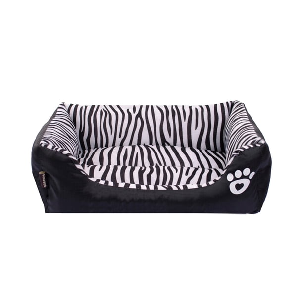 Cama para mascotas con estampado de cebra, cálida y acogedora para otoño e invierno, para gatos, talla S