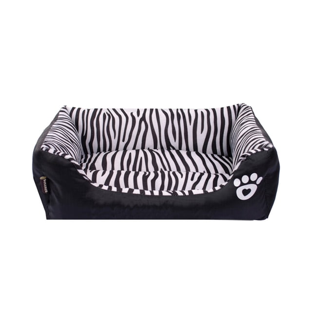 Cama para mascotas con estampado de cebra, cálida y acogedora para otoño e invierno, para gatos, talla S