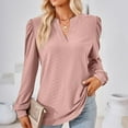 thumbnail image 4 of CEHVOM Women's Fashion Solid V-Neck Long Sleeve Loose T-shirt Top Clearance, 4 of 6