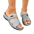 thumbnail image 3 of GERsome Sandals for Women Open Toe Slip-On Low Wedge Slides Casual Comfort Walking Sandals for Summer Beach, Gray Size 7.5, 3 of 9