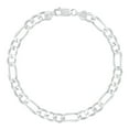 thumbnail image 3 of Solid 925 Sterling Silver Italian 7.8mm Flat 20” Figaro Link Chain Necklace for Women Men Made in Italy FIG180-20, 3 of 4