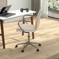 thumbnail image 3 of Emma + Oliver Modern Taupe Faux Leather Upholstered Mid-Back Home Office Chair with Arms and 5 Star Brushed Chrome Base, 3 of 12