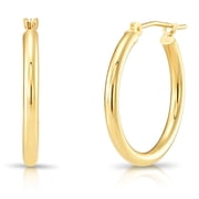 Tilo Jewelry 14K Yellow Gold Classic Polished Round Gold Hoop Earrings (22mm) for Women & Unisex