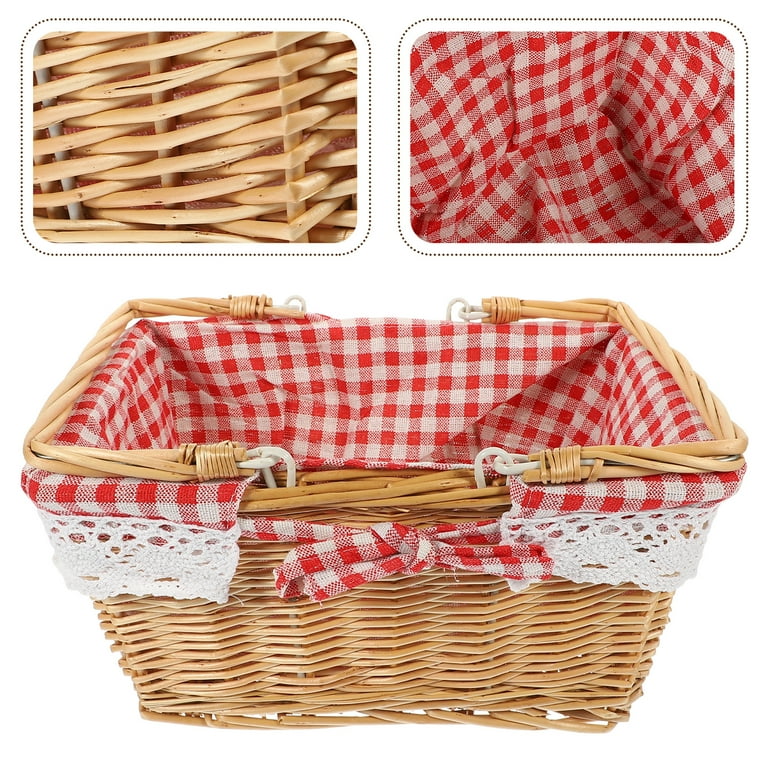 Ludlz Rattan Woven Wicker Picnic Baskets | Little Red Riding Hood Basket  for Kids | Hand Woven Wicker Great for Easter Basket | Storage of Plastic