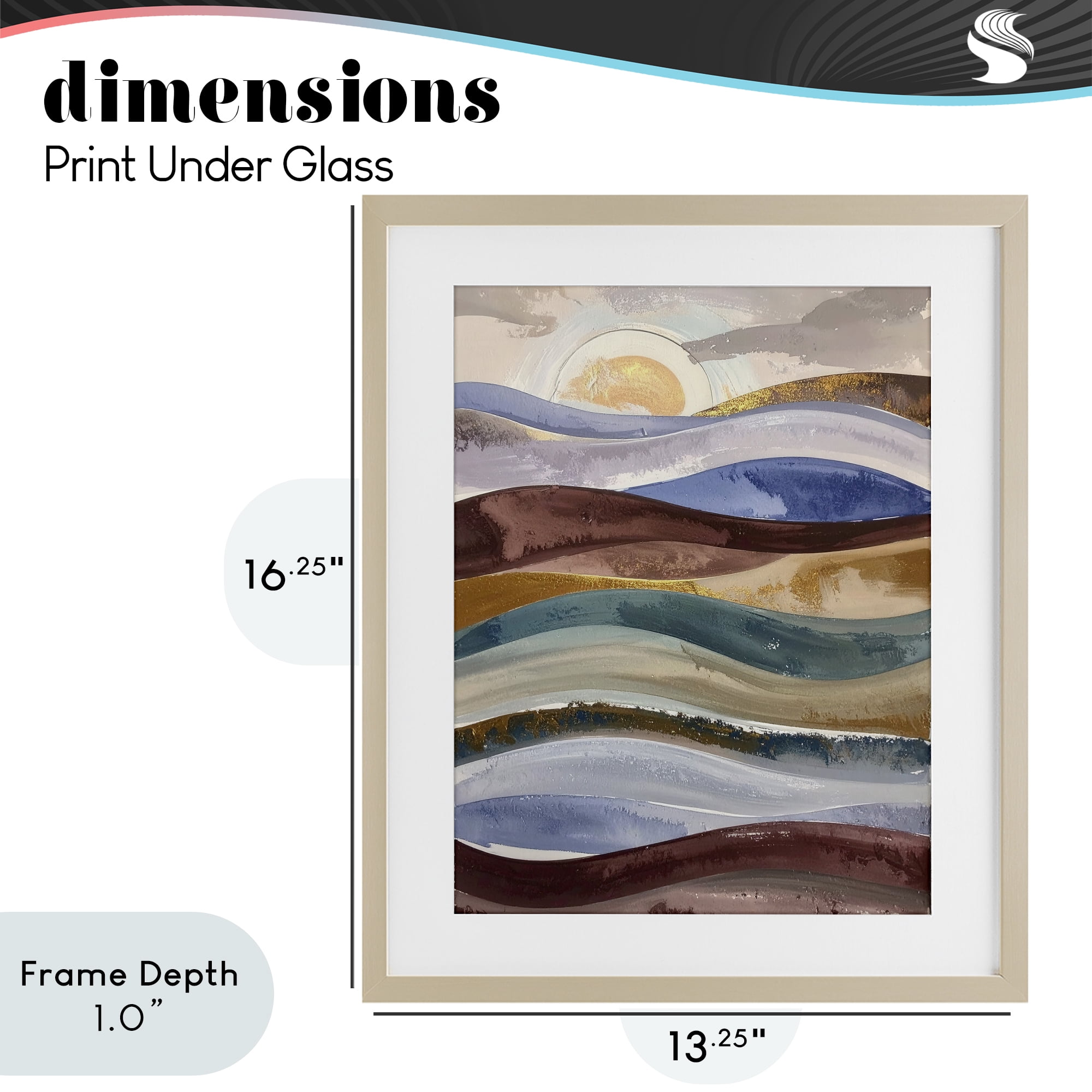 Stupell Industries Layered Ocean Flow Birch Framed Print Under Glass, design by Alonza Saunders