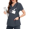 thumbnail image 1 of - playera de mernidad para mujer, cuello en V, ropa de trabajo, ropa médica para embarazo, con 4 bolsillos, 1 of 5