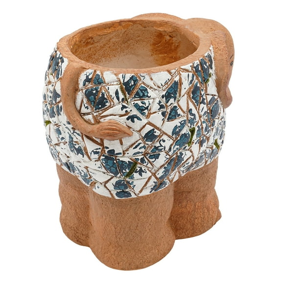 Autrinix Large Elephant Shaped Planter, Stylish Blue & White Porcelain, Magnesium Oxide Construction, Elegant Garden Pot for Outdoor or Indoor Use, Perfect for Flowers