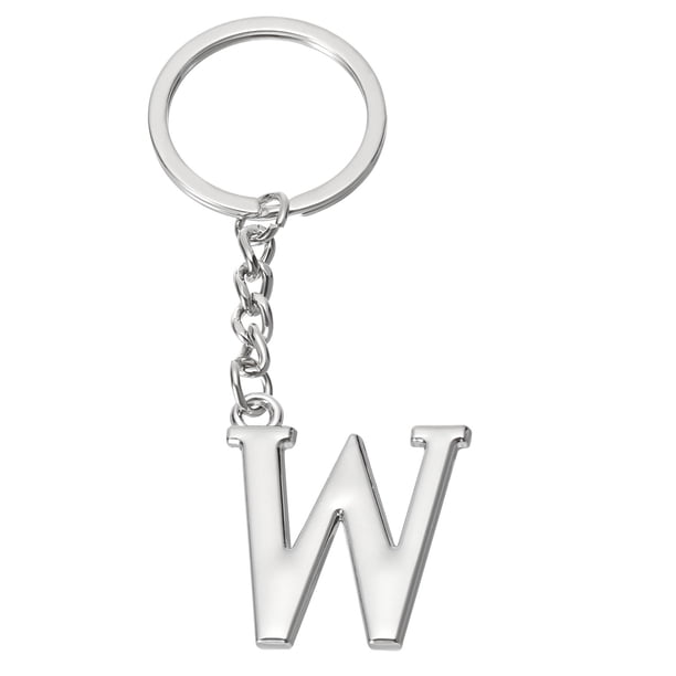 Cadena de llavero de letra inicial Uxcell Letra W Colgante de llavero Decoración de bolsa Mochila Plateado