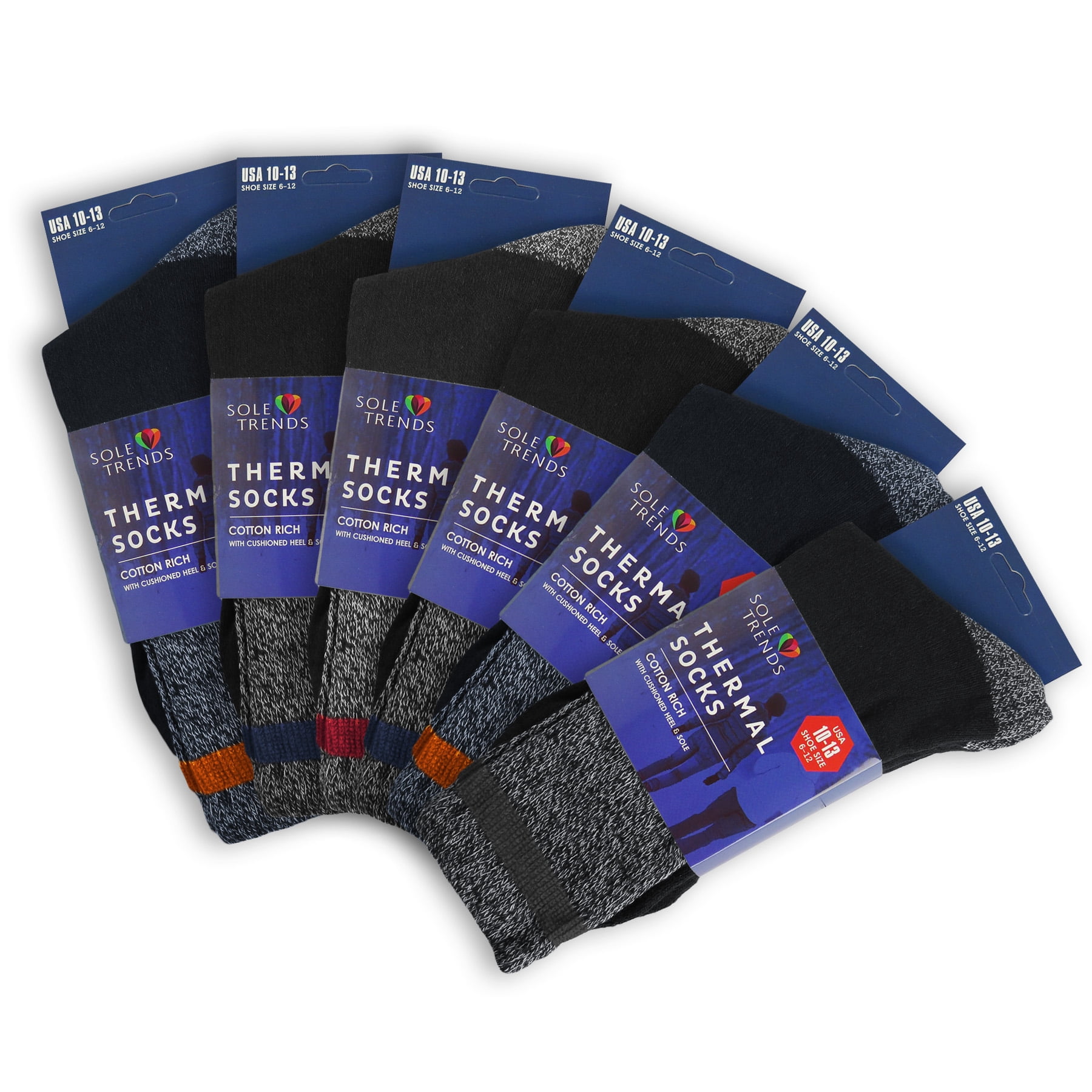 Acti Sport Mens Thermal Premium Socks 2 Pairs Gray  Red Size 10-13 NWT 