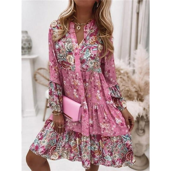 2024 Spring and Summer New Women's Printing Splicing Skirt Layered Mini Dress Fashion