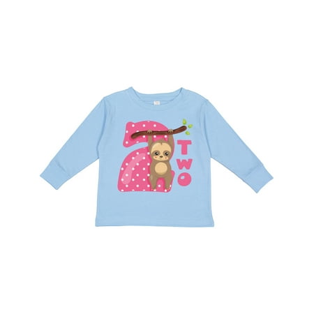 

Inktastic Pink Sloth 2nd Birthday Gift Toddler Toddler Girl Long Sleeve T-Shirt
