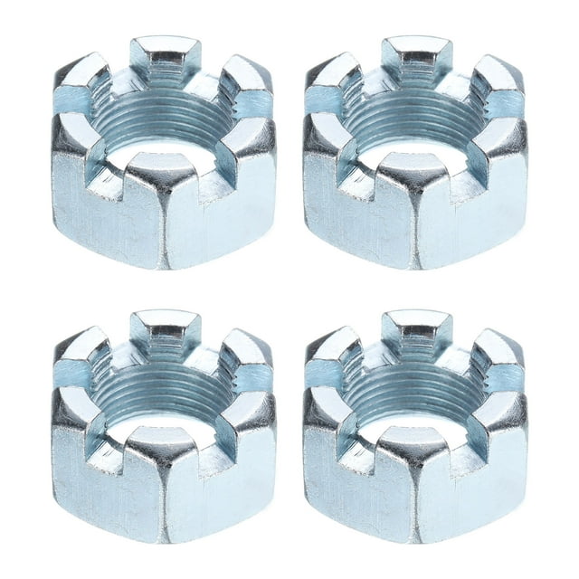Tuerca hexagonal ranurada 1"-14, tuercas hexagonales de acero al carbono grado 6.8, plateadas, paquete de 4