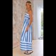 thumbnail image 4 of Vestido Holgado con Espalda A Rayas y Fruncido para Mujer, Tirantes Finos, Aberturas y Vuelo. Azul L, 4 of 10