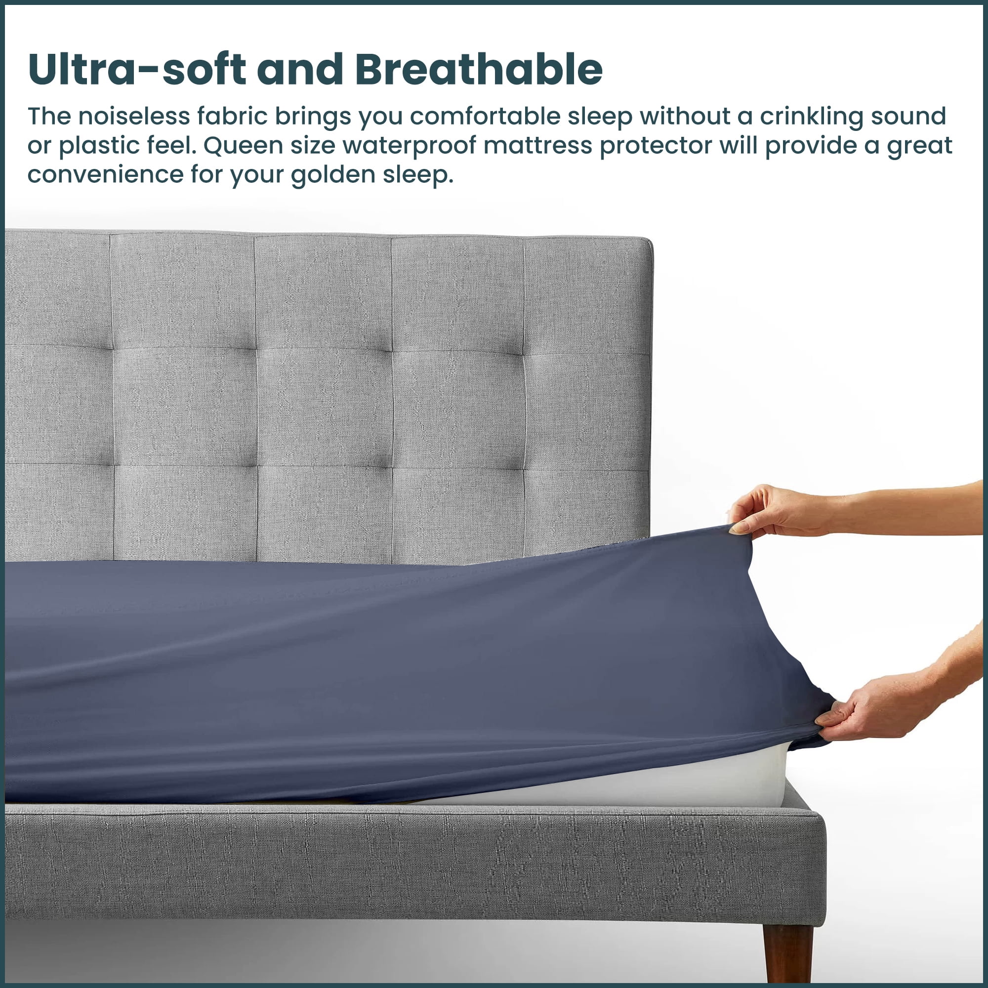 Continental Sleep, Zippered Mattress Protector Cover, Waterproof, Easy to Clean, Fits Mattress up to 7-Inch, 75" x 30", Blue