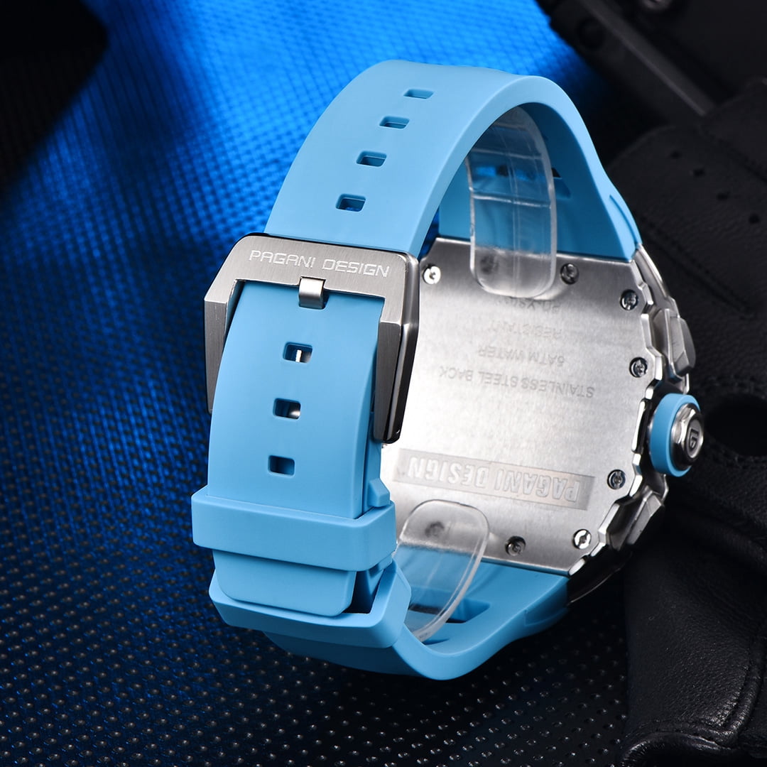 PAGANI DESIGN Men's Quartz Watches Chronograph Tonneau Stainless Steel Sports Wrist Watches for Men Synthetic Sapphire Dial Glass