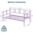 thumbnail image 2 of Memoryfield Twin Metal Daybed, Metal Sofa Bed Frame with Arched Headboard & Steel Slat Support, Guest Sofa Bed, No Box Spring Required, Purple, 2 of 8