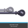 thumbnail image 4 of Kenney Fast Fit No Measure Carlin Decorative Steel Curtain Rod, 66-120" Adjustable Length, 5/8" Dia., Matte Black, 4 of 10