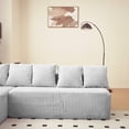 thumbnail image 5 of Modular U-Shaped Sectional Sofa,130-inch 4-Seater Chaise Lounge with Reversible Design, Striped Corduroy Fabric in Gray – Customizable Living Room or Bedroom Couch, Freely Configurable Layout., 5 of 9