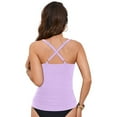 thumbnail image 6 of GEWSEY Women's Underwire Tankini Top Tummy Control Bathing Suits Sexy V Neck Crossover Swim Top Only (Light Purple, L), 6 of 9