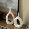 thumbnail image 6 of Contemporary White Ceramic Unique Shaped Flower Table Vase Centerpiece, 11 Inch, 6 of 11