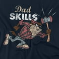 thumbnail image 2 of Looney Tunes Father's Day Taz Dad Skills Unisex Adult Long-Sleeve T Shirt, Navy, Medium, 2 of 4