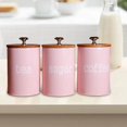 thumbnail image 4 of 3x Food Storage Jar, Pink Food Storage Can With Seal Bamboo Lid -modern Storage Canister For Serving Tea,coffee,spice And, 4 of 5