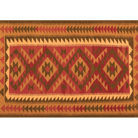 Ahgly Company Indoor Rectangle Oriental Orange Traditional Area Rugs, 7' x 10'