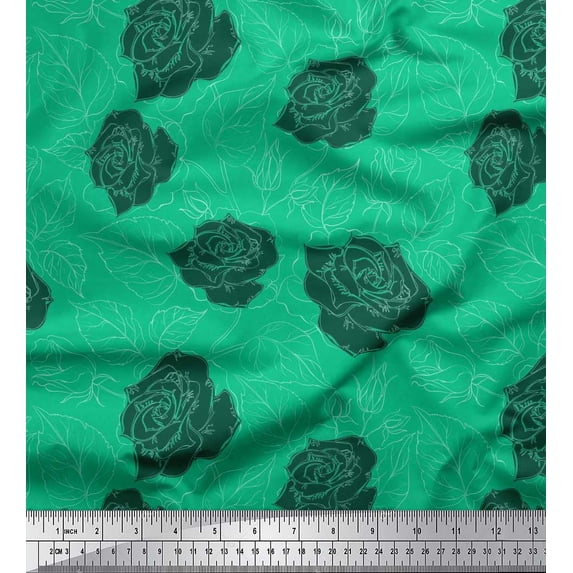Soimoi Cotton Poplin Fabric Leaves & Floral Artistic Print Fabric by Yard 56 Inch Wide