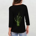 thumbnail image 4 of WTOBBY Women's Vintage Halloween Print V-Neck 3/4 Sleeve Casual Top Loose Fit Blouse Tee for Fall Festivities and Daily Fashion Wear,Green M, 4 of 7