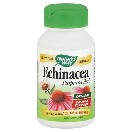 nature's way organic premium herbal echinacea, purpurea herb, 100 ct