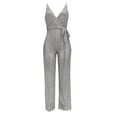 thumbnail image 5 of GaThRRgYP Women's Jumpsuits,Rompers & Overalls,Womens Pants Elastic Waist,Women's Solid Color High-Waisted Sleeveless Off-The-Shoulder Sequin Slim Long Sequin Romper Gray XXL, 5 of 6