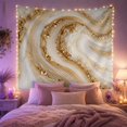 thumbnail image 2 of Concentric Agate Swirls with Burnished Gold Veins, Dramatic Abstract Style for Art Lovers, Modern Wall Decor Housewarming Gift, Tapestry Wall Hanging for Bedroom and Office, 2 of 7