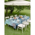 thumbnail image 4 of Outdoor Tablecloths with Umbrella Hole & Zipper, Coastal Octopus Blue Rectangle Tablecloth 52x70 Inch, Summer Beach Nautical Coral Starfish Waterproof Table Cloth, Patio/Pool/Picnic Table Covers, 4 of 8