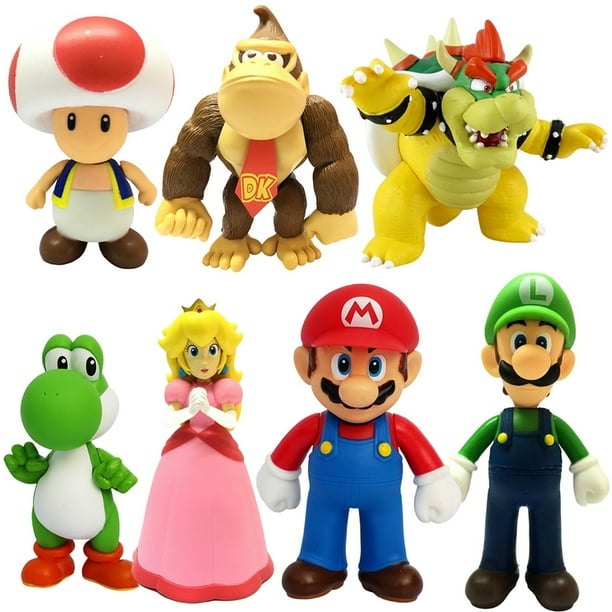 Figuras de acción de Super Mario Bros de PVC de 10 a 14 cm, juguetes, muñecos, modelos, Luigi, Yoshi, Donkey Kong, hongo, para niños, regalos de cumpleaños
