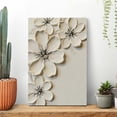 thumbnail image 2 of White Textured Flower Canvas Wall Art, Neutral Floral Abstract Print, Modern Minimalist Flower Artwork, Black and White Botanical Wall Decor for Living Room Bedroom, 2 of 7