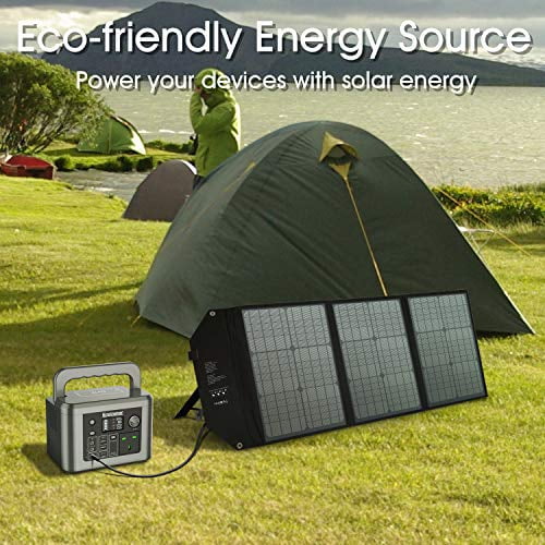 Foldable Solar Panel Charger 60W with 18V DC Output (11 Connectors) for 100W~350W Portable Power Stations Jackery/Rockpals/Flashfish/Enginstar, Portable Solar Generator for Outdoor Camping Van RV Trip