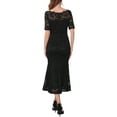 thumbnail image 3 of INSPIRE CHIC Women's Cocktail Dress Lace Fishtail Hem Short Sleeve Bodycon Midi Dress S Black, 3 of 6