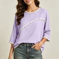 thumbnail image 2 of Jinhomg Ladies 3/4 Sleeve Blouses Cotton Blend Tops with Frayed Edge Lightweight Business Casual Summer Outfits for Women 2026 Purple,L, 2 of 9