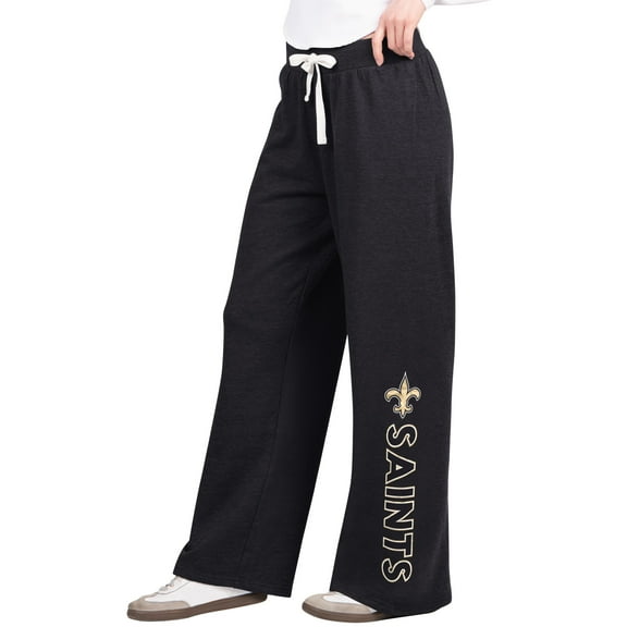 Women's G-III 4Her by Carl Banks Black New Orleans Saints Field Wide Leg Sweatpants