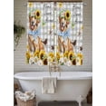 thumbnail image 4 of Sunflowers Dog Living Room Curtains 2 Panel, Spring Watercolor Floral Stars Grey Plaid Cafe Window Treatment, Extra Long Farmhouse Bedroom Bathroom Kitchen Curtains Drapes 104"x72", 4 of 6