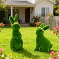 thumbnail image 6 of Easter Furry Flocked Bunny, Faux Moss Rabbit Easter Table Decor, Moss Bunnies Rabbit Holiday Easter Figure Statue Spring Table Garden Easter Decorations, 6 of 6