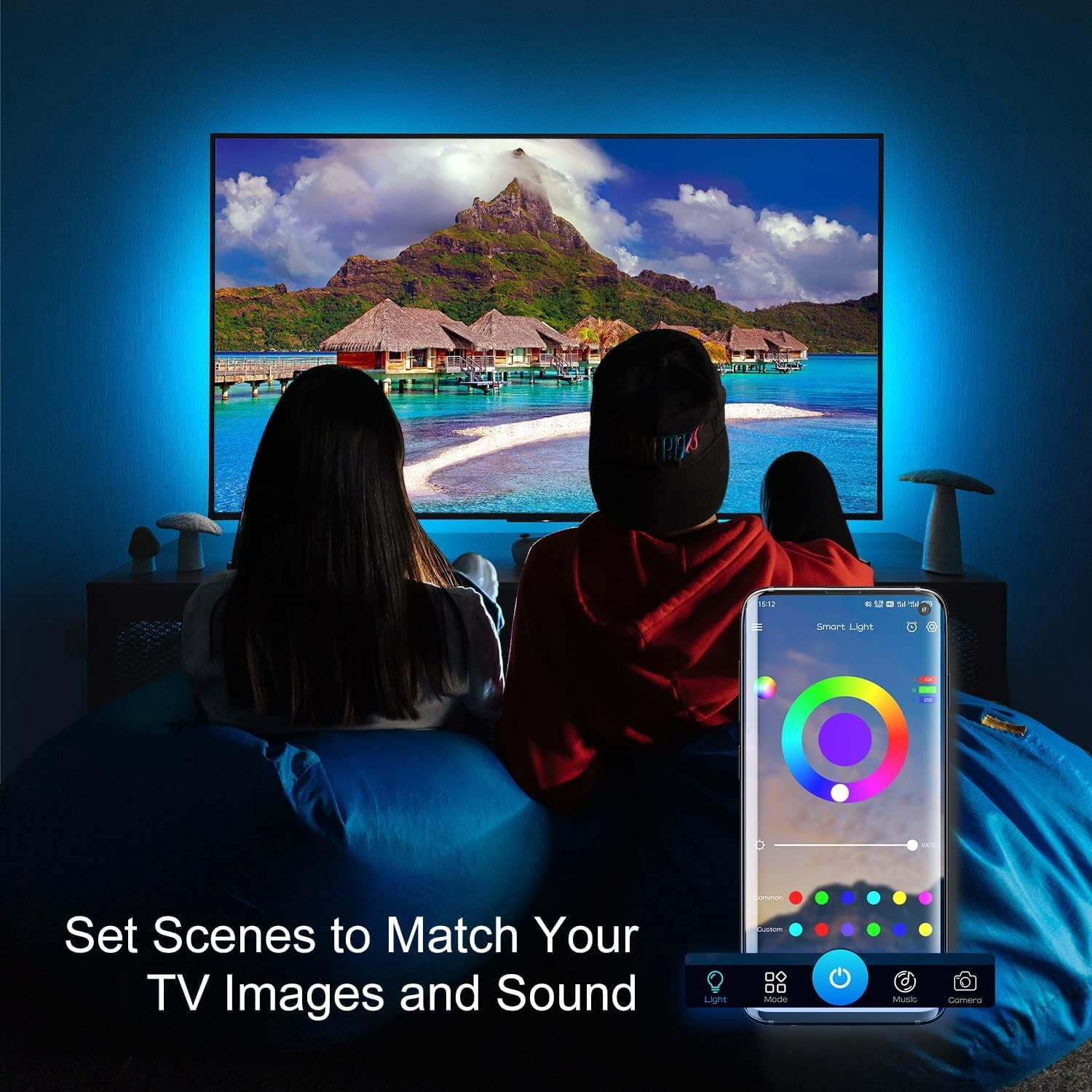 TV Backlight LED Strip - 16.4ft RGB Lighting for 75-85 Inch Smart TVs