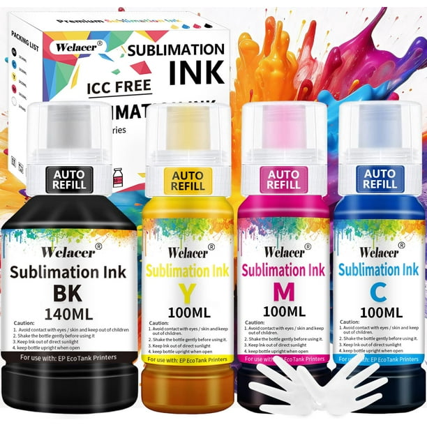 Botellas de llenado automático de tinta de sublimación Welacer de 440 ml para Epson ET-2800 ET-15000 ET-2803 ET-2850 ET2400 ET2720 ET2760 ET2750 ET4800