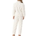 thumbnail image 3 of Conjuntos de pijama de mujer INSPIRE CHIC de franela de manga larga suaves y cálidos para invierno con bolsillos S Blanco, 3 of 6