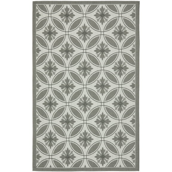 Safavieh Courtyard Rose Geometric Indoor/Outdoor Area Rug, Anthracite/Light Gray, 5'3" x 7'7"