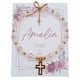 thumbnail image 1 of Pulsera Cristal Rosa Y dije de Cruz Chapa de Oro Recuerdo Con Tarjeta Personalizada Para Bautizo, Primera Comunión, Confirmación, Boda, xv Años,etc.Paquete 10 Piezas, 1 of 5