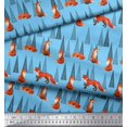 thumbnail image 3 of Soimoi Blue Modal Satin Fabric Artistic Tree & Wolf Animal Print Sewing Fabric Yard 42 Inch Wide, 3 of 5