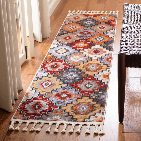 Safavieh Farmhouse Marais Geometric Runner Rug, Gray/Red, 2'1" x 8'